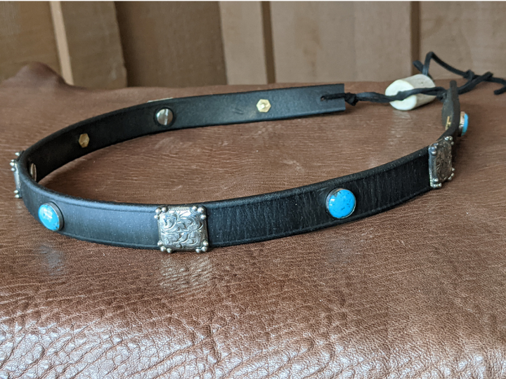 Hi-Yo Sterling Silver, Turquoise Leather Hatband