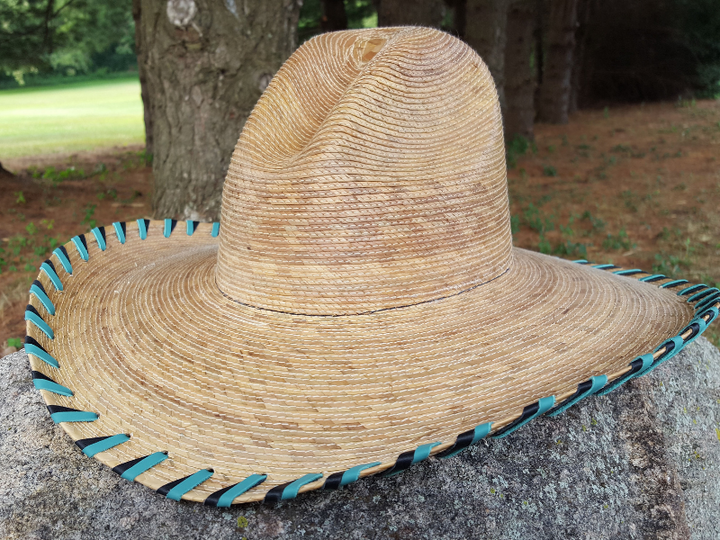 Wholesale Gus Palm Hat  Laced in Saddle & Black