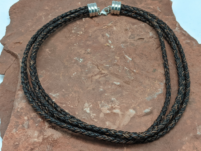 Multi-Strand Antique Brown Braided Leather Necklace