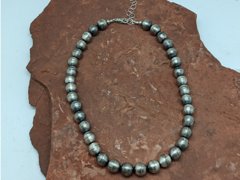Wholesale Burnished Sterling Silver 12mm Bead Necklace