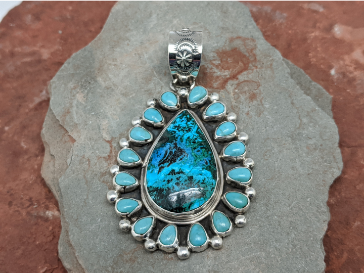 Wholesale Chrysocolla with Turquoise Cluster Pendant