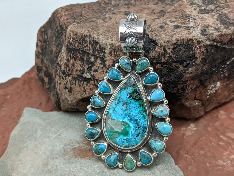 Chrysocolla with Turquoise Cluster Pendant