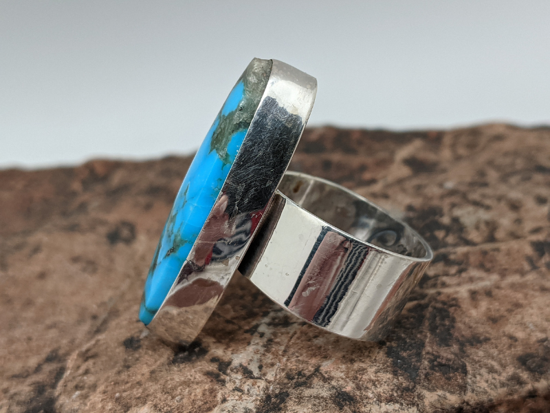 Wholesale Kingman High Blue Turquoise Cigar Band Ring