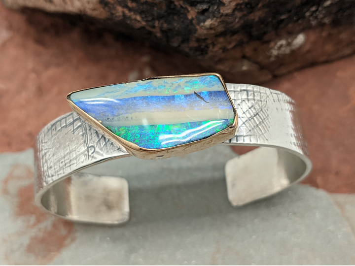 Boulder Opal Sterling Silver Cuff