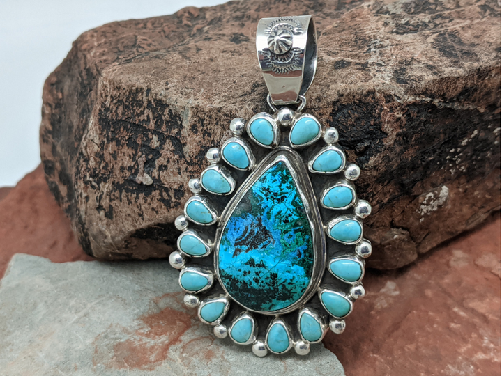 Chrysocolla with Turquoise Cluster Pendant